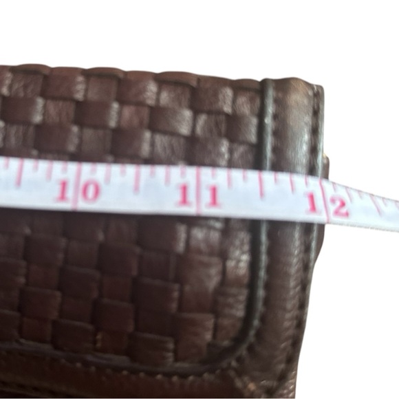 ELLIOTT LUCCA Leather brown Woven Envelope Rectangle Flip Handbag Clutch purse - Picture 13 of 14
